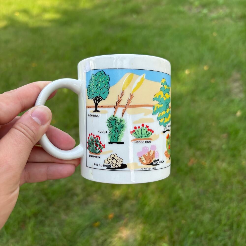 Vintage Desert Cactus Coffee Mug, Southwest Plant Life Souvenir